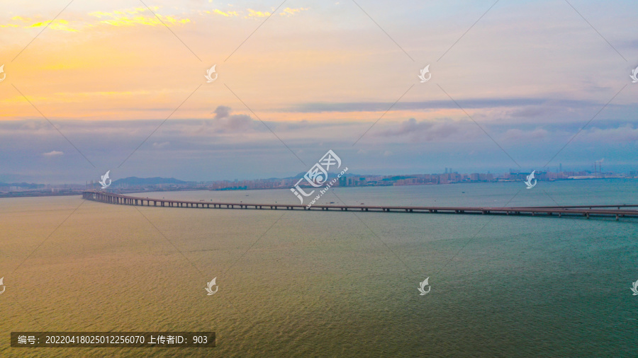 胶州湾跨海大桥日落晚霞