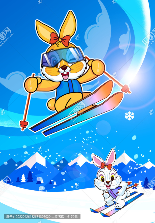 滑雪的兔子