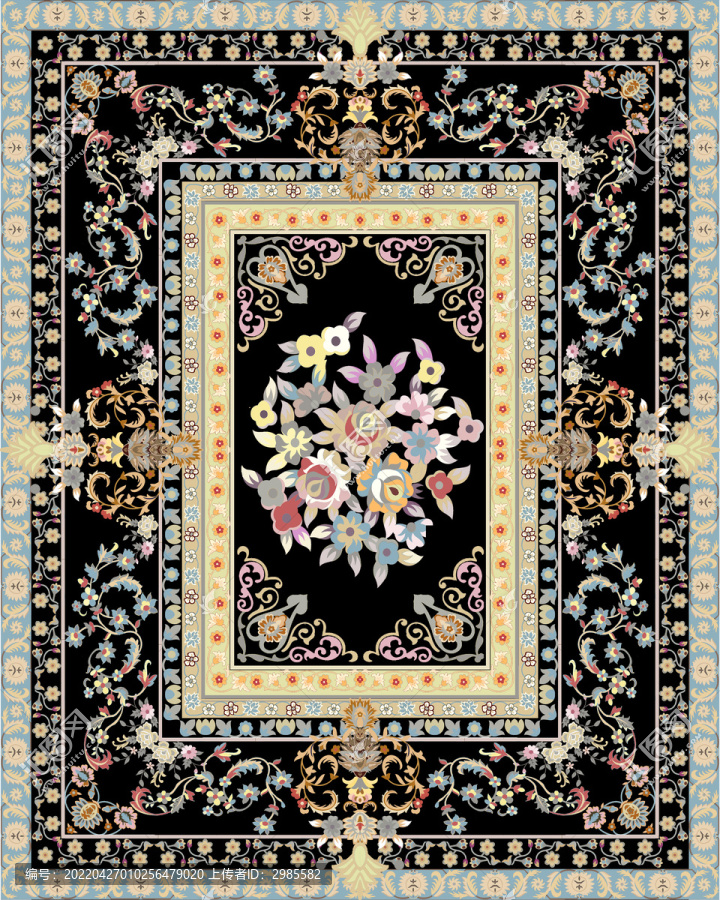 高端大气欧式宫廷波斯地毯图案
