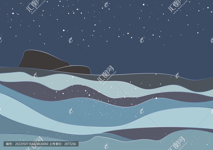 大海装饰画抽象扁平蓝色