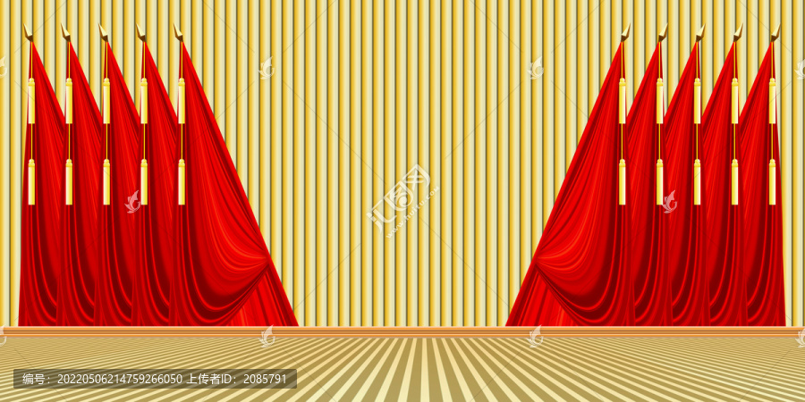大气会议室十面红旗幕布背景