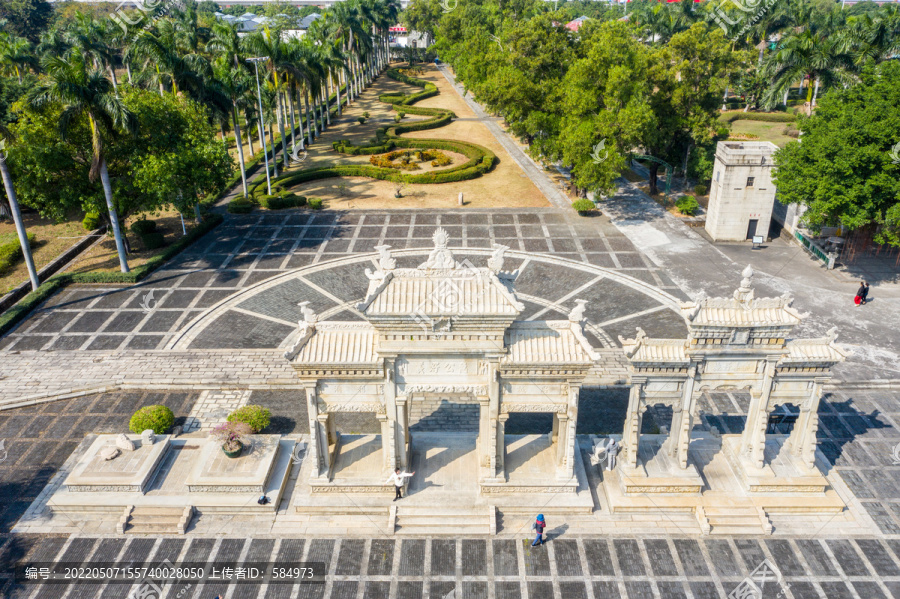 航拍广东珠海梅溪牌坊旅游区