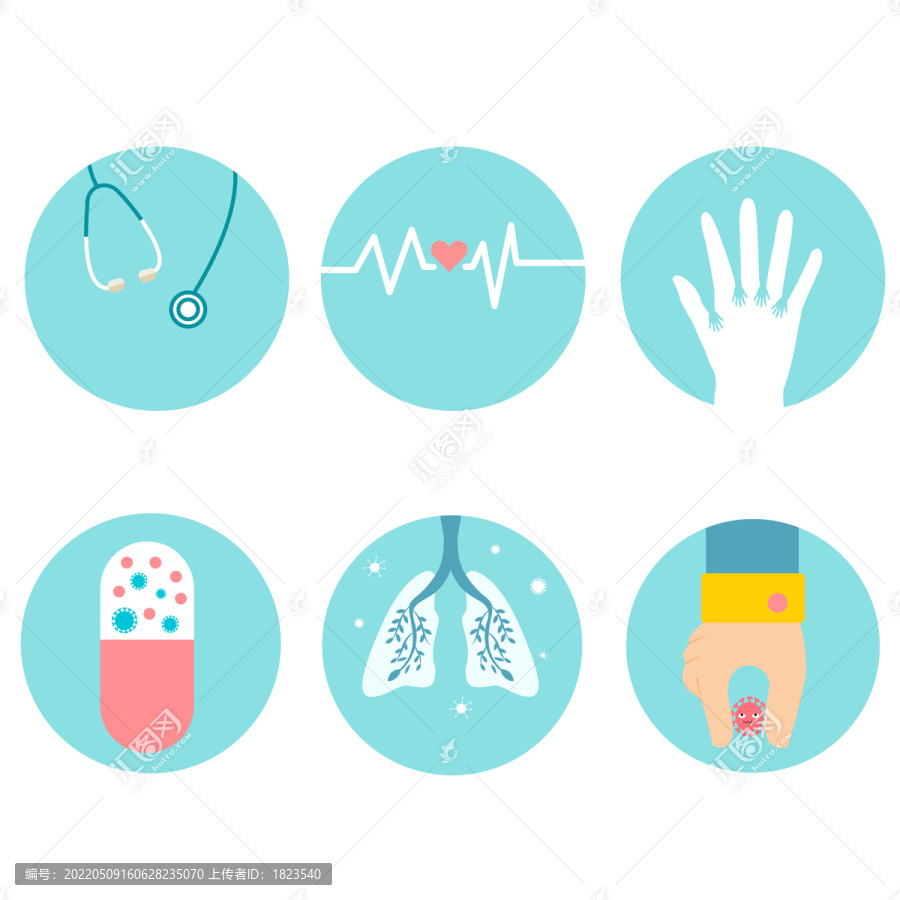 卡通矢量抗击疫情医疗图标组图