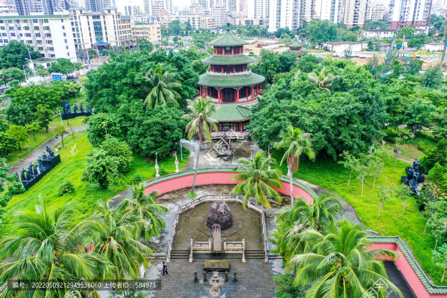 航拍海口海瑞墓园海瑞纪念馆