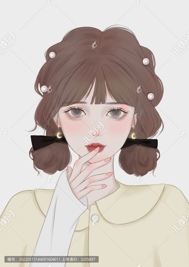 手绘女孩插画