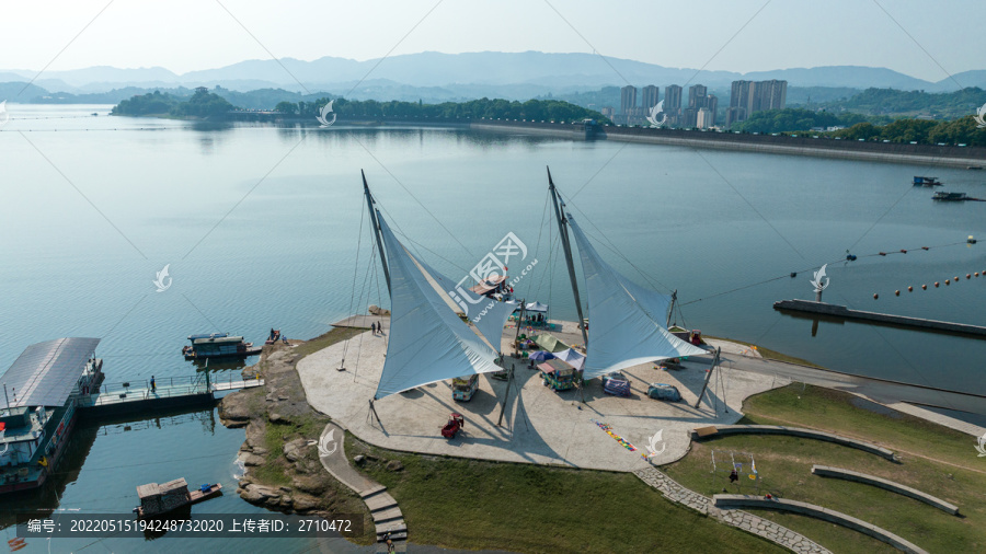 重庆长寿湖景区高空航拍图