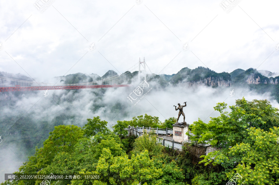 航拍湖南湘西矮寨特大桥素材