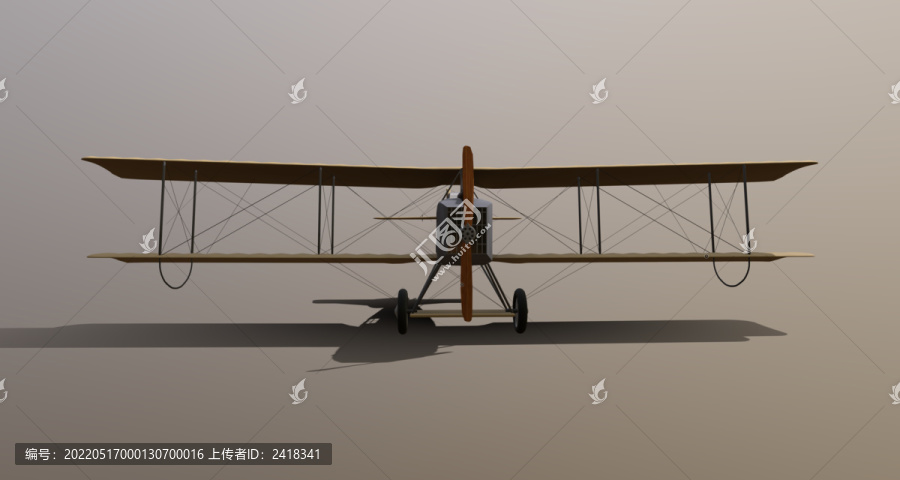 莱特兄弟飞机模型尾部视图