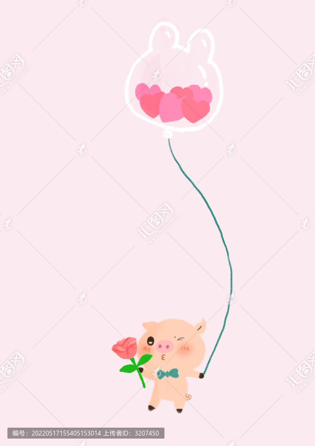 玫瑰气球猪