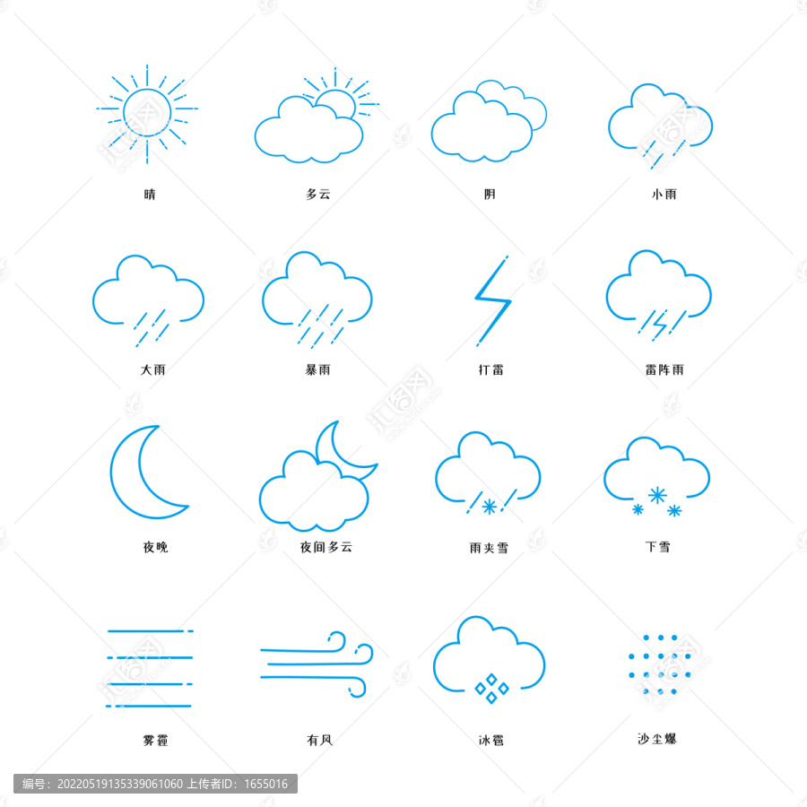 简约手绘天气图标