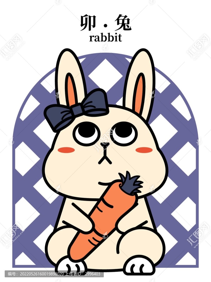十二生肖矢量卡通兔年插画