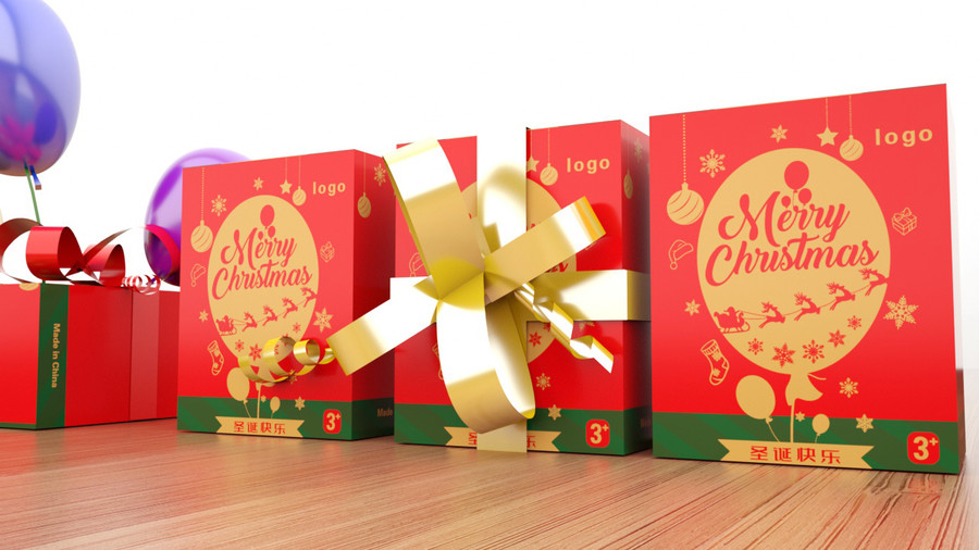红色烫金圣诞节包装礼盒设计