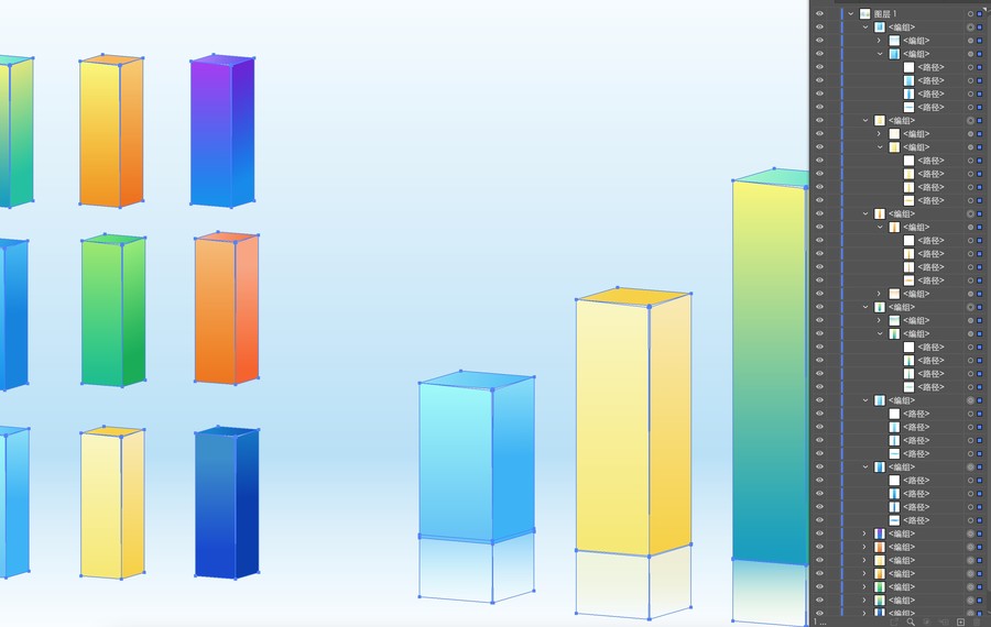 彩色酷炫3D图表立体柱状图