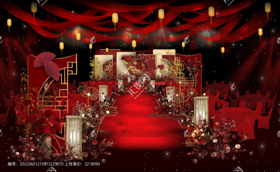 新中式国风金红色婚礼仪式区