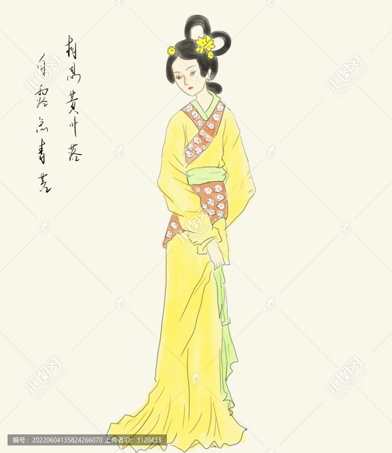 手绘中国画水墨风古装女子