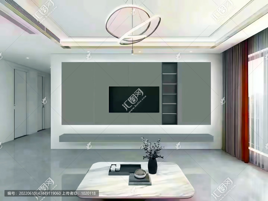 客厅电视墙实景图