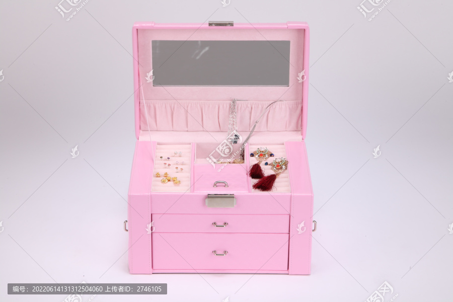 粉红色抽屉首饰盒