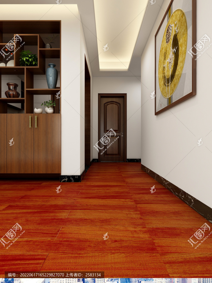红橡地板走廊效果图