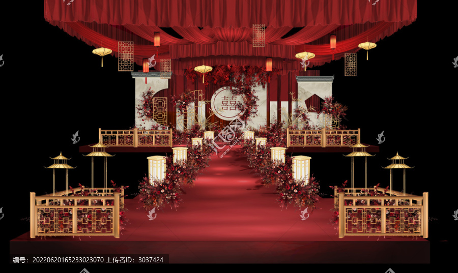 新中式婚礼效果图舞台