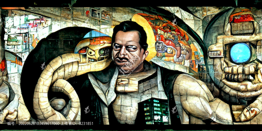 赛博朋克墨西哥壁画甲