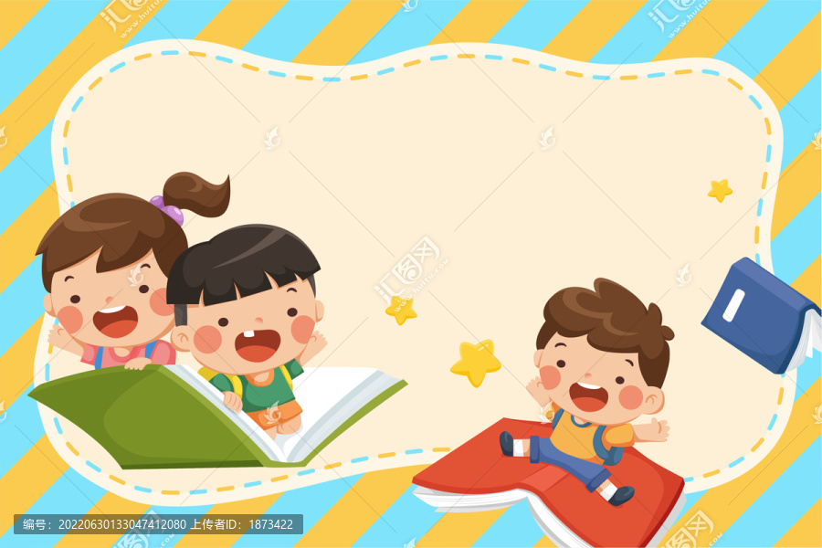 快乐阅读的儿童,返校季营销插图