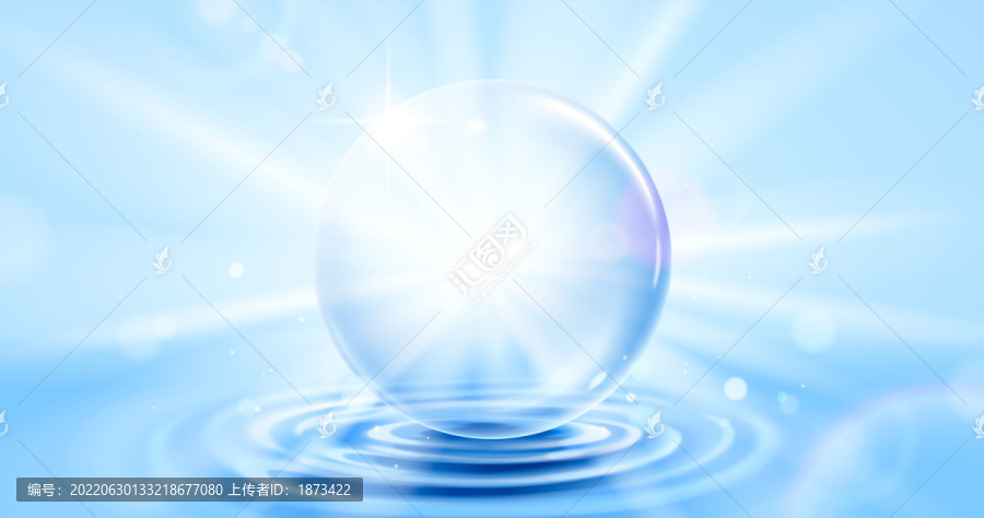 水面上的巨大泡泡与发光特效背景