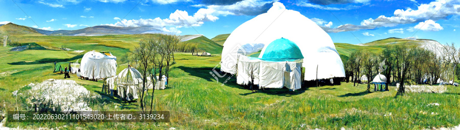 油画草原蒙古包