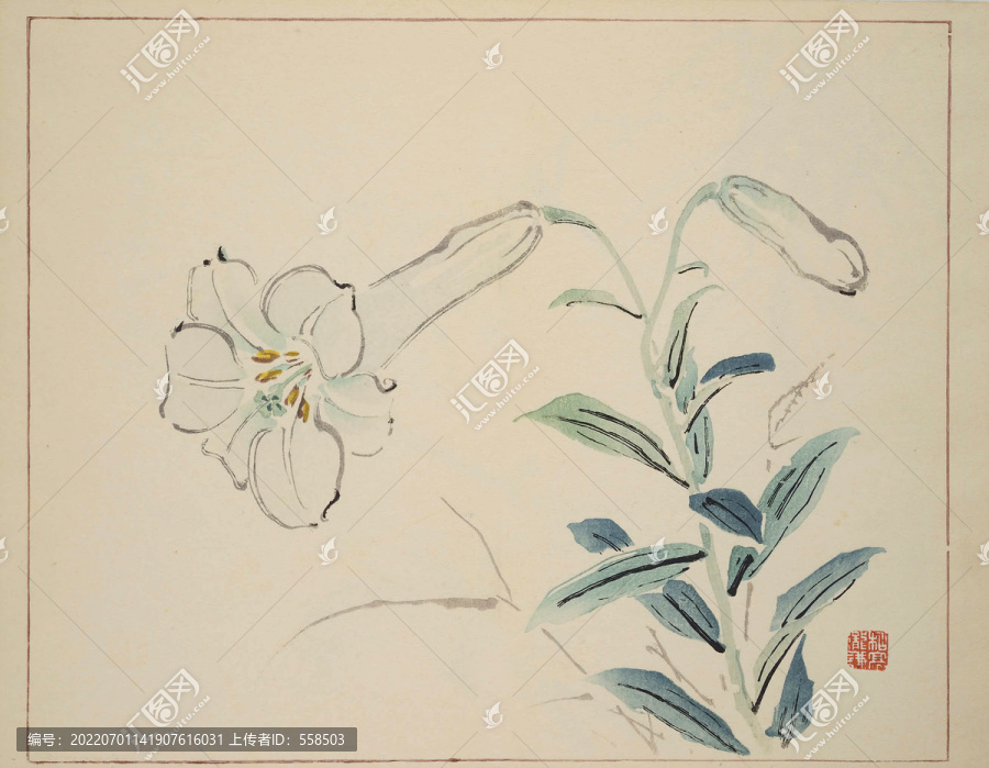 百合花图花卉装饰画