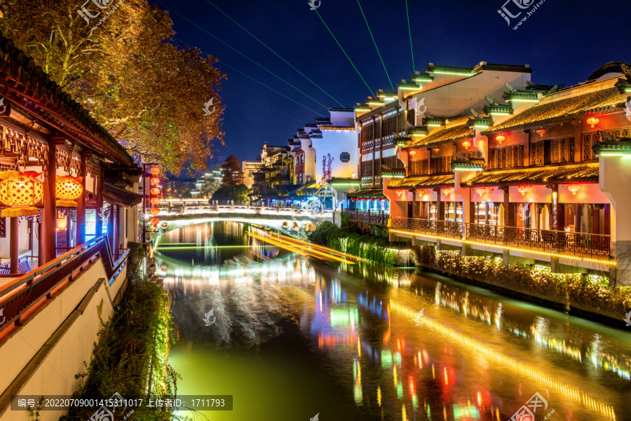 中国江苏南京秦淮河夜景风光