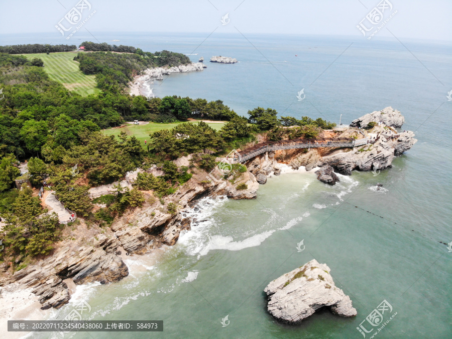 航拍大连金石滩黄金海岸海景