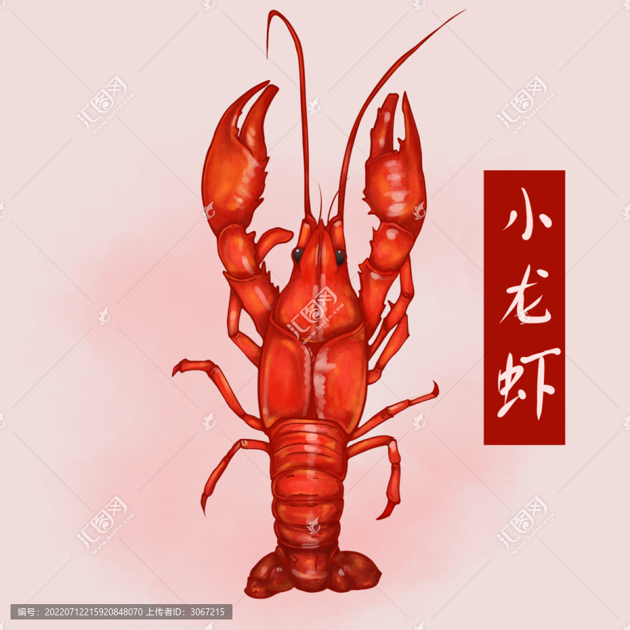 小龙虾食物海鲜水彩风食材包装