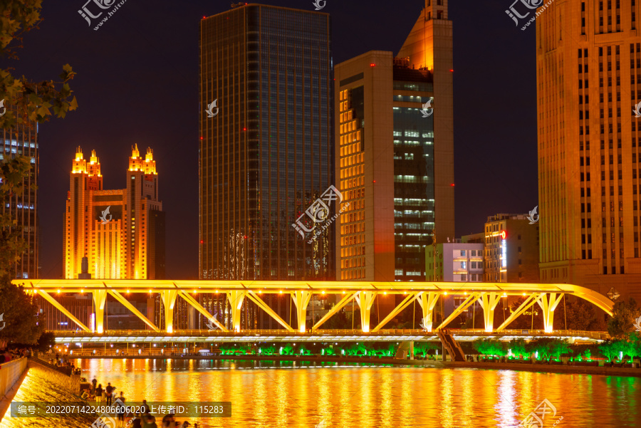 天津海河夜景进步桥