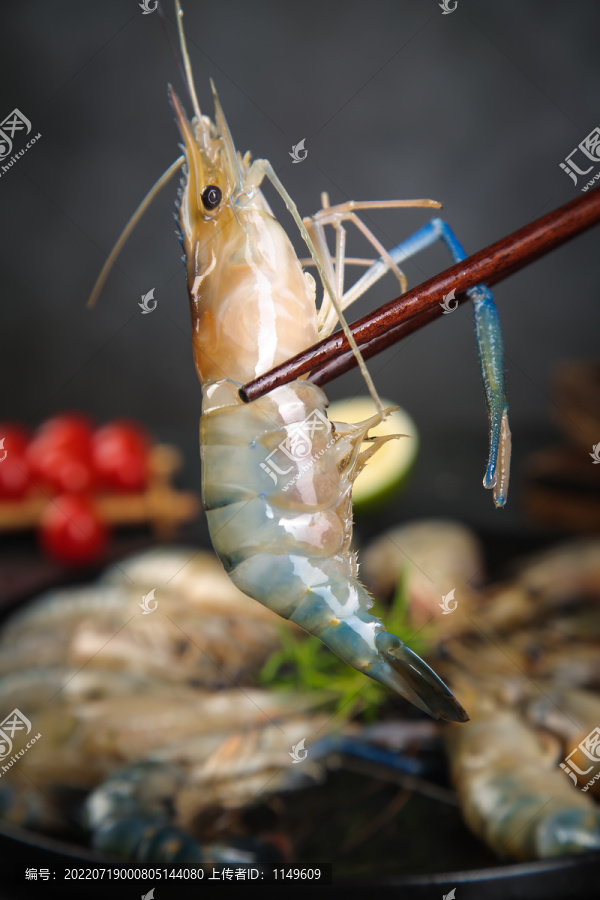 筷子上夹着的大头虾