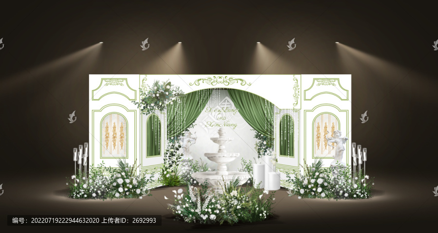 白绿色韩式迎宾婚礼效果图
