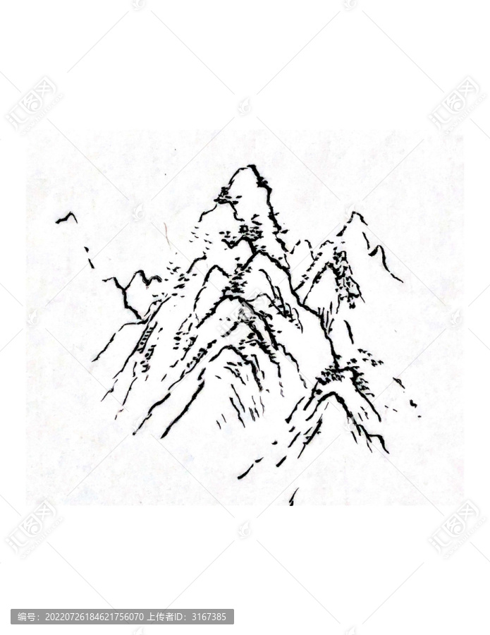 手绘国画山石山水素材