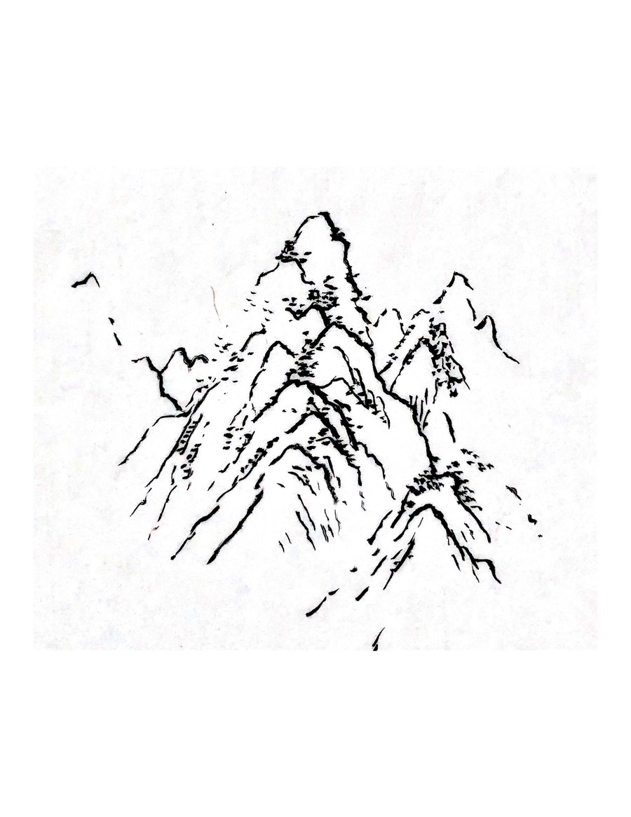 手绘国画山石山水素材