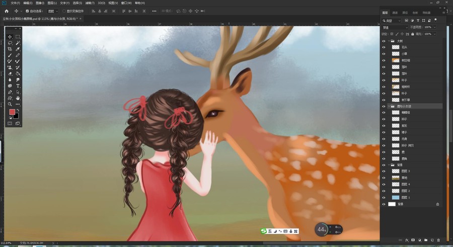 小女孩和鹿