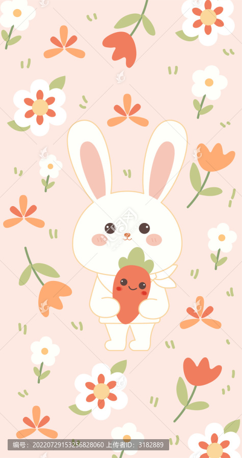 兔子抱着胡萝卜的可爱壁纸