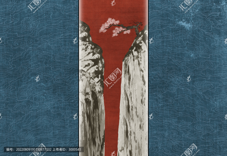 山水松树意境背景墙