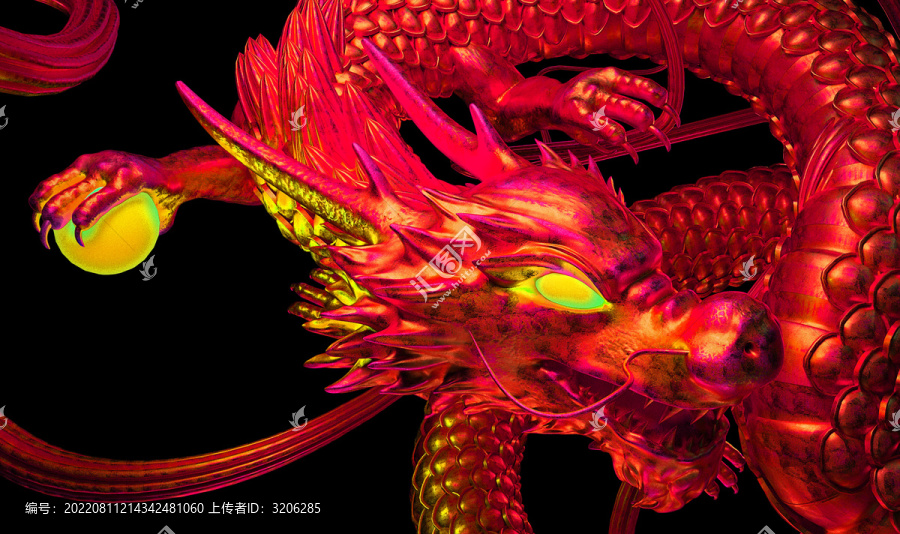 中国龙海龙神龙红素材三维背景