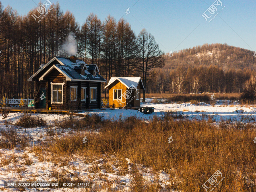 冬季森林木屋别墅