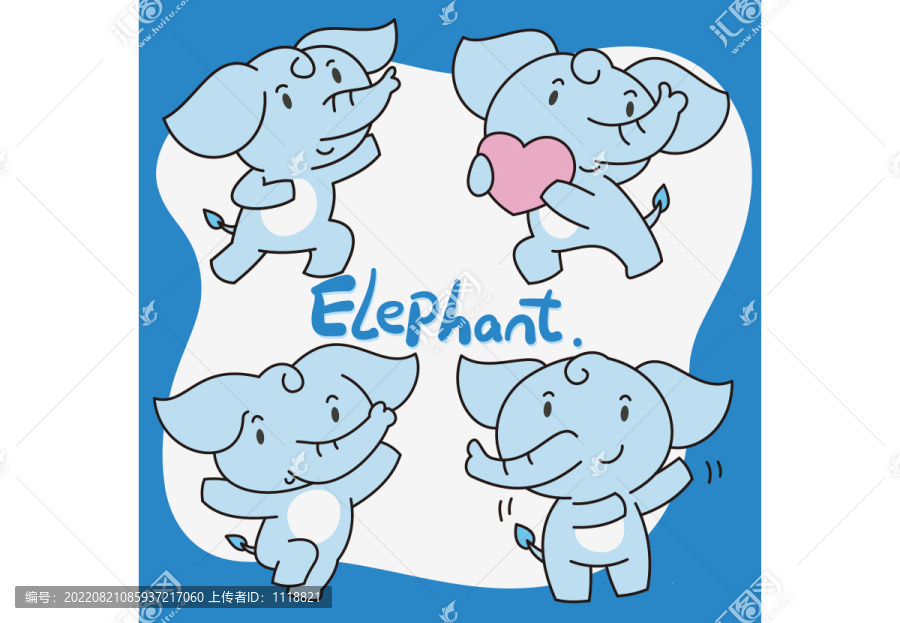 可爱卡通大象小象图案