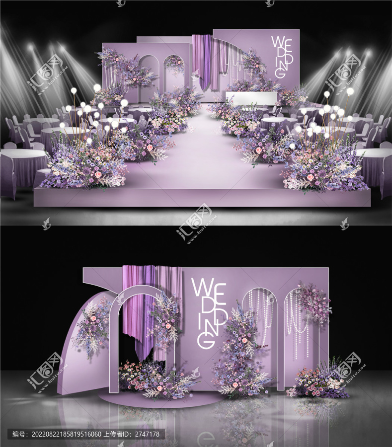 莫兰迪法式紫色婚礼设计效果图