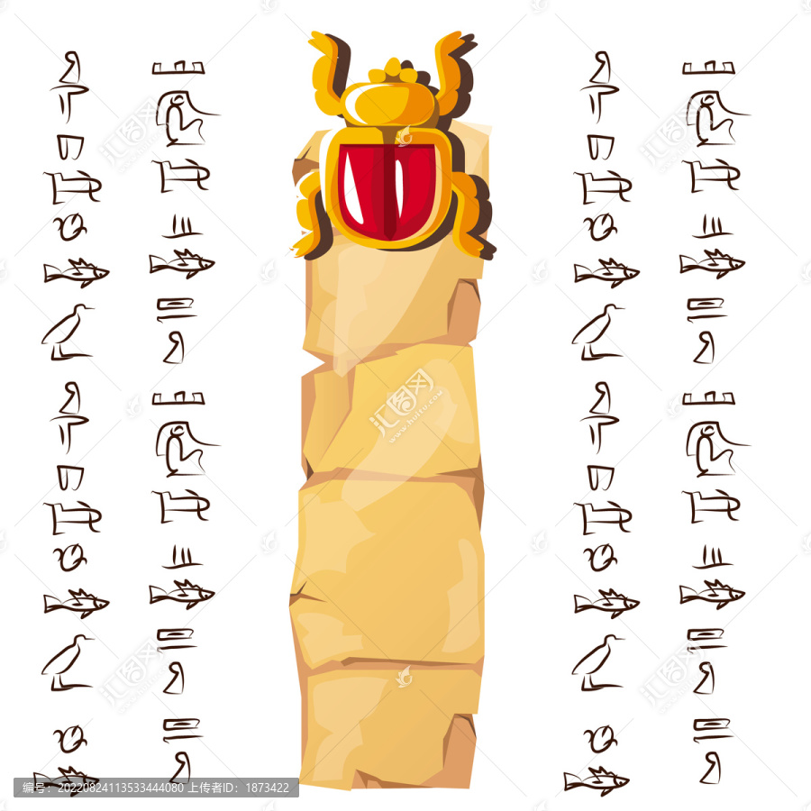 埃及神圣昆虫石柱插图
