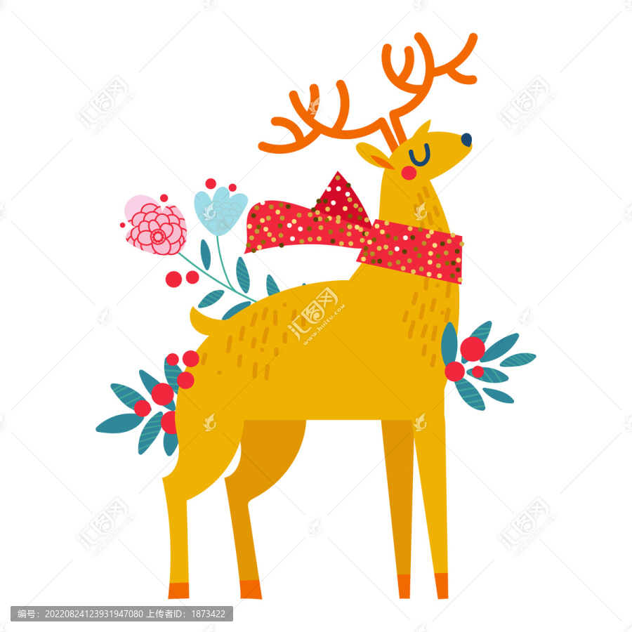 麋鹿欢庆圣诞插图