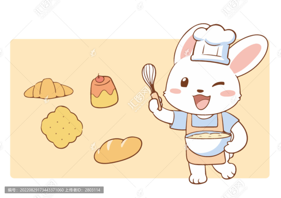 卡通小兔做面包
