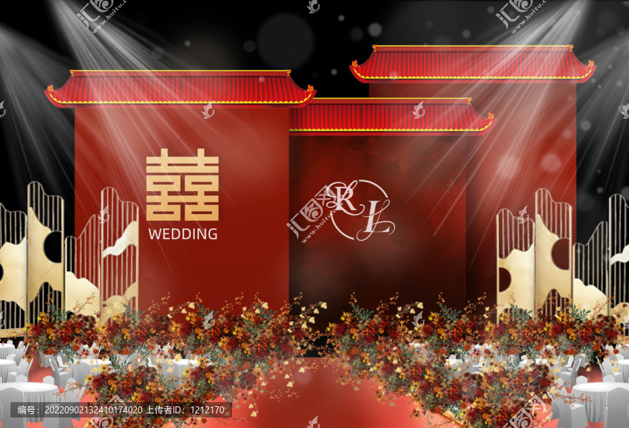 新中式红色主题婚礼效果图