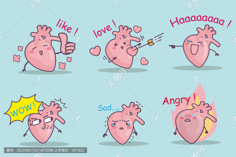 卡通风心脏情绪拟人化插图素材