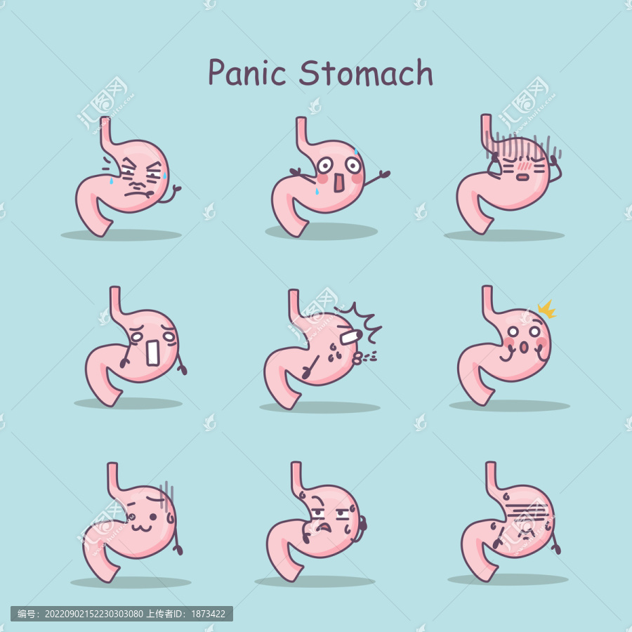 卡通风恐慌的胃插图素材