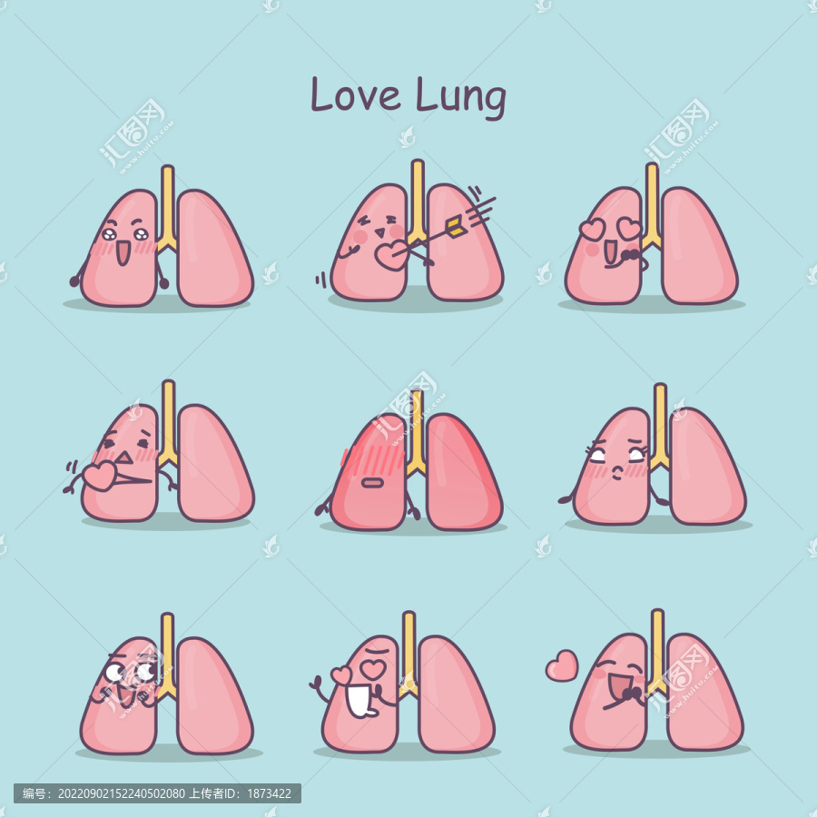 卡通风陷入爱情的肺插图素材